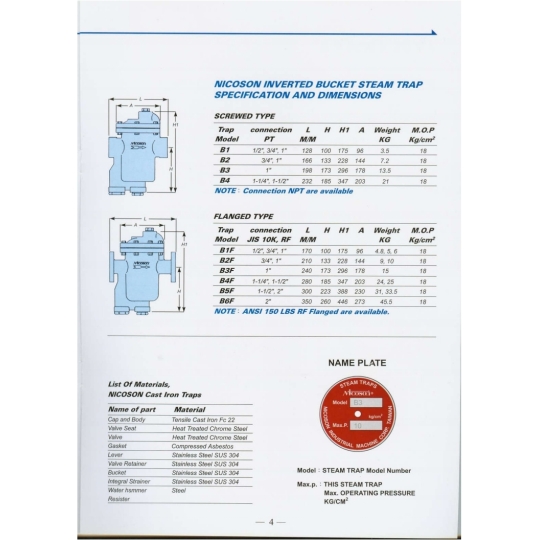 BẪY HƠI PHAO NICOSON B3