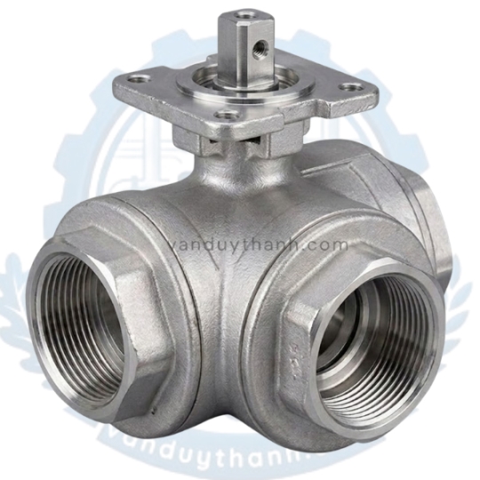 Van Bi 3 Ngả Chữ L Inox 304 Có Đế Nối Ren