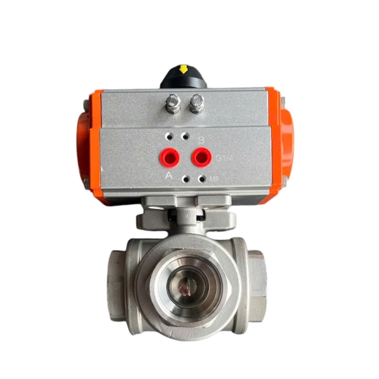 VAN BI 3 NGÃ CHỮ L INOX 304 CÓ ĐẾ NỐI REN