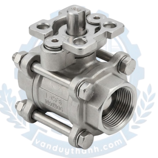 Van Bi 3 Pc Inox 304 Có Đế Nối Ren