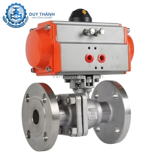 Van Bi Inox Mặt Bích 10K Đóng Mở Khí Nén