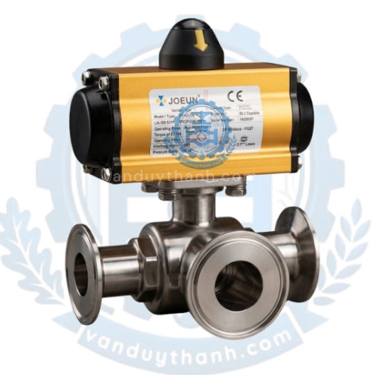 Van Bi Vi Sinh 3 ngả Inox 304, 316 Khí Nén