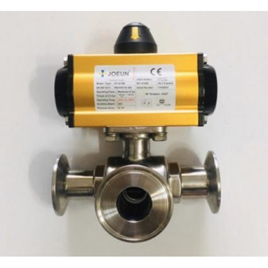 Van Bi Vi Sinh 3 ngả Inox 304, 316 Khí Nén