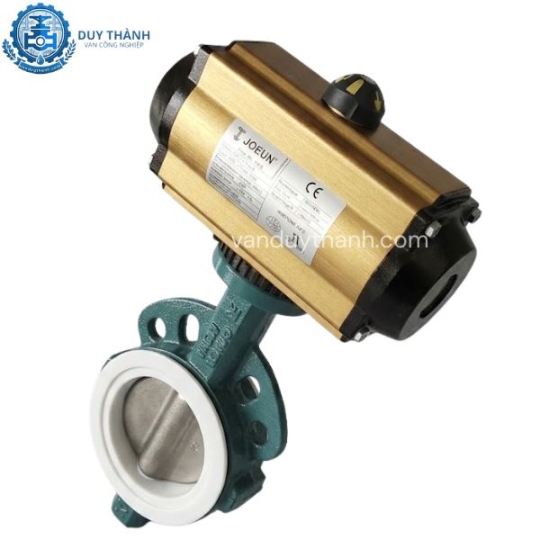 Van Bướm Gang Bọc Teflon Đóng Mở Khí Nén Joeun