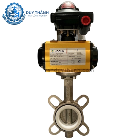 Van Bướm Inox PTFE Điều Khiển Khí Nén
