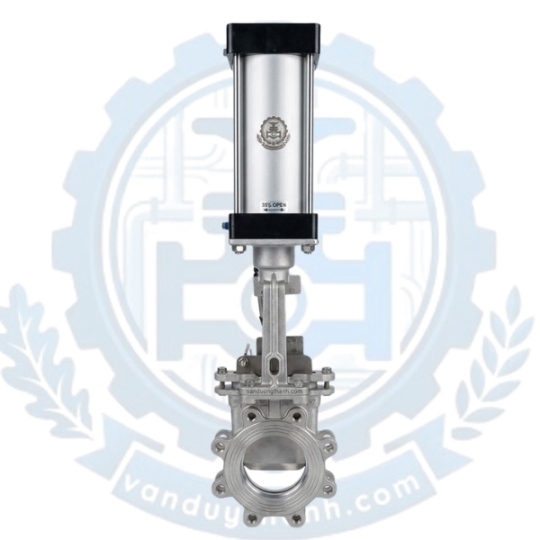 Van Dao Inox 304 Mặt Bích PN16 Điều Khiển Khí Nén