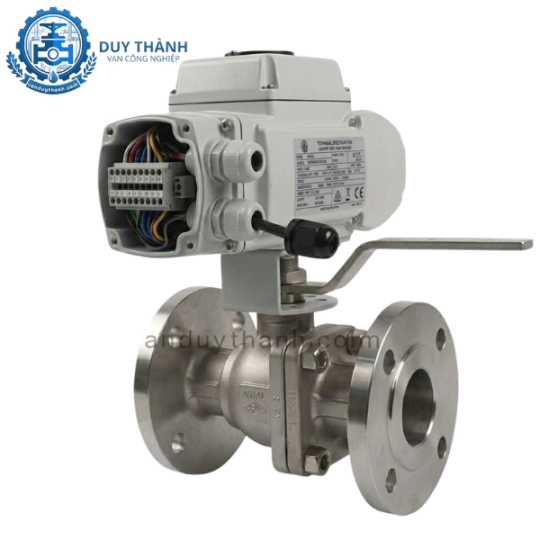 Van bi inox nối bích điện tuyến tính 4-20mA