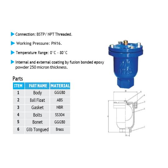 VAN XẢ KHÍ GANG MẶT BÍCH PN16