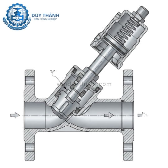 Van xiên mặt bích Inox 304 DN32 khí nén Jaki JN070B