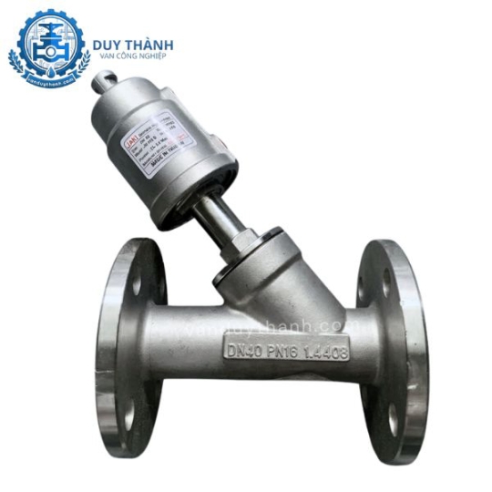 Van Y Xiên Mặt Bích Inox Khí Nén Thường Mở Jaki