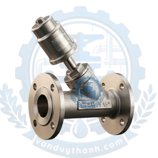 Van Y Xiên Khí Nén Mặt Bích Inox 304 Jaki DN20-65