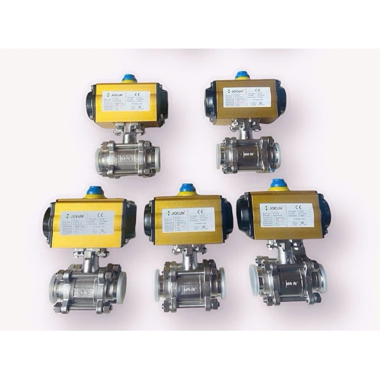 Van Bi 3PC Khí Nén Inox 304 Nối Ren