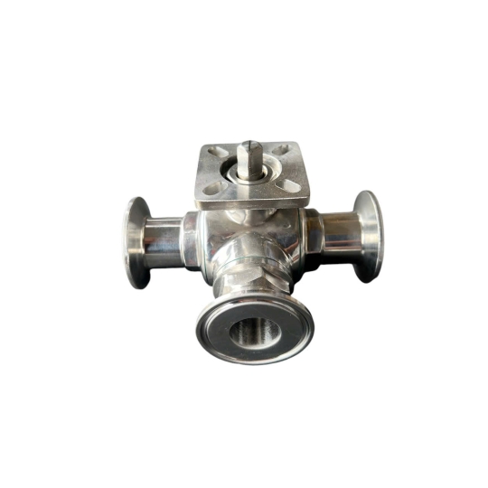 VAN BI 3 NGÃ CHỮ T INOX VI SINH CÓ ĐẾ NỐI CLAMP