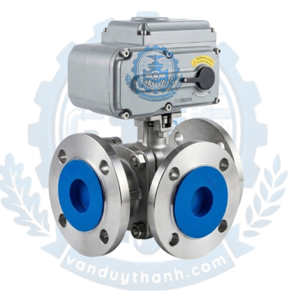 Van Bi 3 Ngã Mặt Bích Inox 304 Điều Khiển Điện