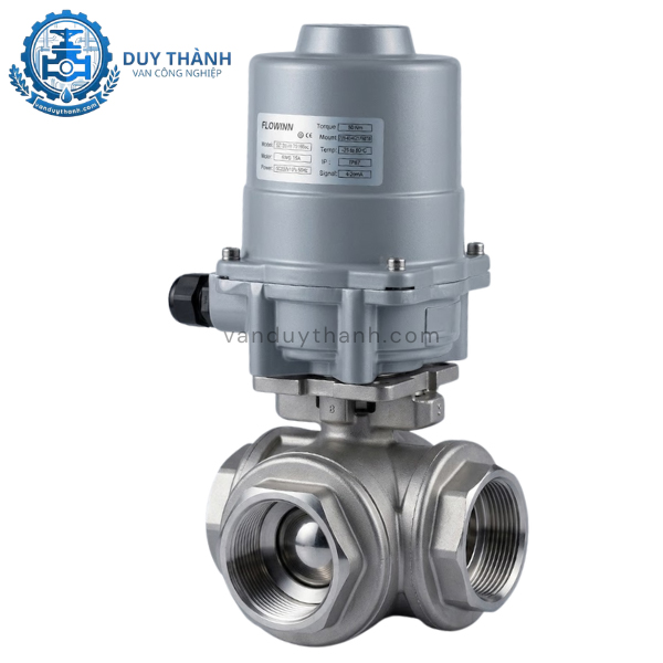 Van Bi 3 Ngả Inox Đóng Mở Điện Tuyến Tính