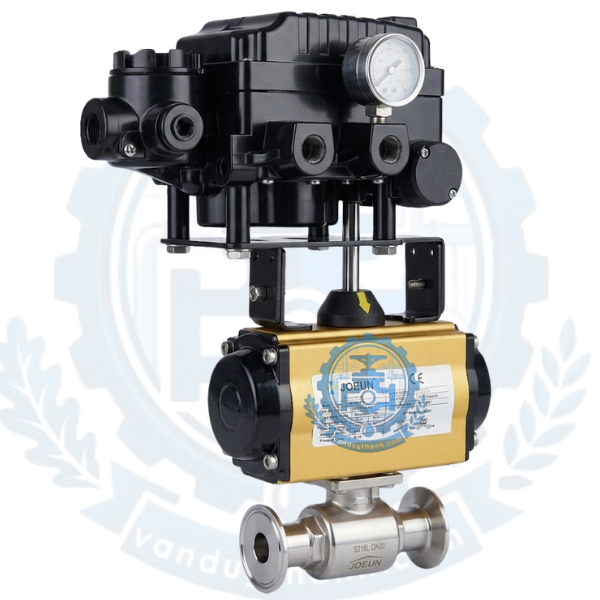 Van Bi 2 Thân Vi Sinh Nối Clamp Điều Khiển Khí Nén Tuyến Tính