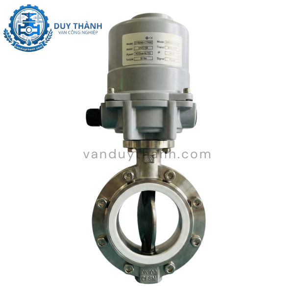 Van Bướm Vi Sinh Inox 304 Nối Clamp Điều Khiển Điện