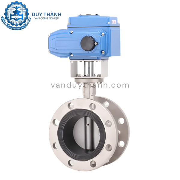 Van Bướm Inox 304 Nối Bích Đóng Mở Điện