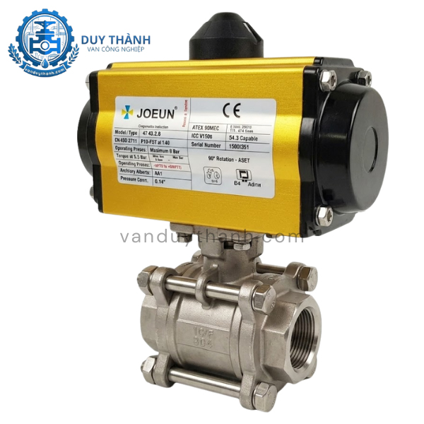 Van Bi 3PC Khí Nén Inox 304 Nối Ren