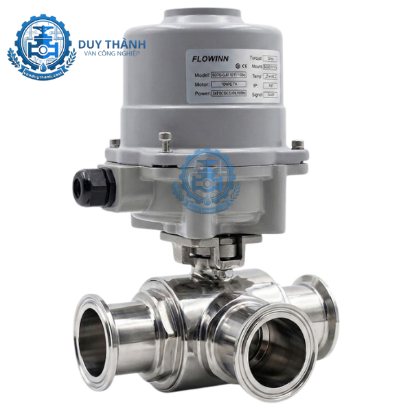 Van Bi 3 Ngã Chữ T Inox 316 Nối Clamp Điều Khiển Điện Ac220v