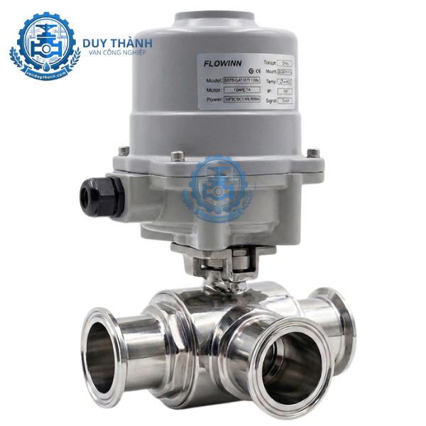 Van Bi 3 Ngã Chữ T Inox 316 Nối Clamp Điều Khiển Điện Dc24v
