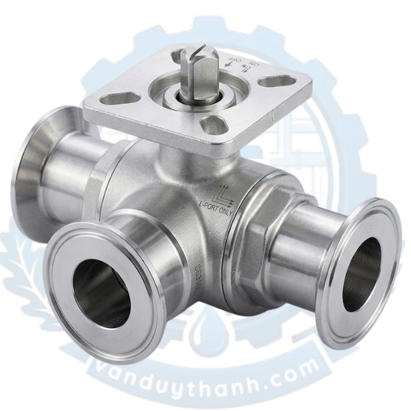 Van Bi 3 Ngả Chữ T Inox Vi Sinh Có Đế Nối Clamp