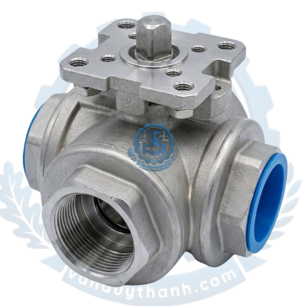 Van Bi 3 Ngã Inox Nối Ren Có Đế