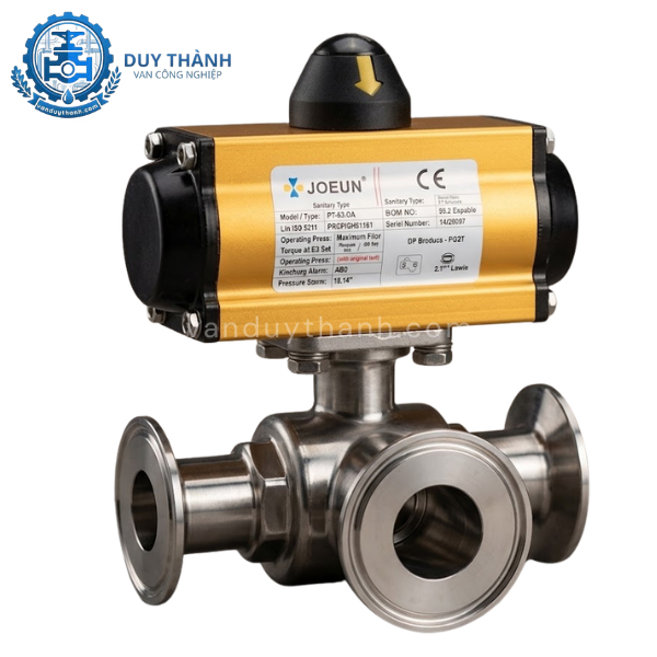 Van Bi Vi Sinh 3 ngả Inox 304, 316 Khí Nén