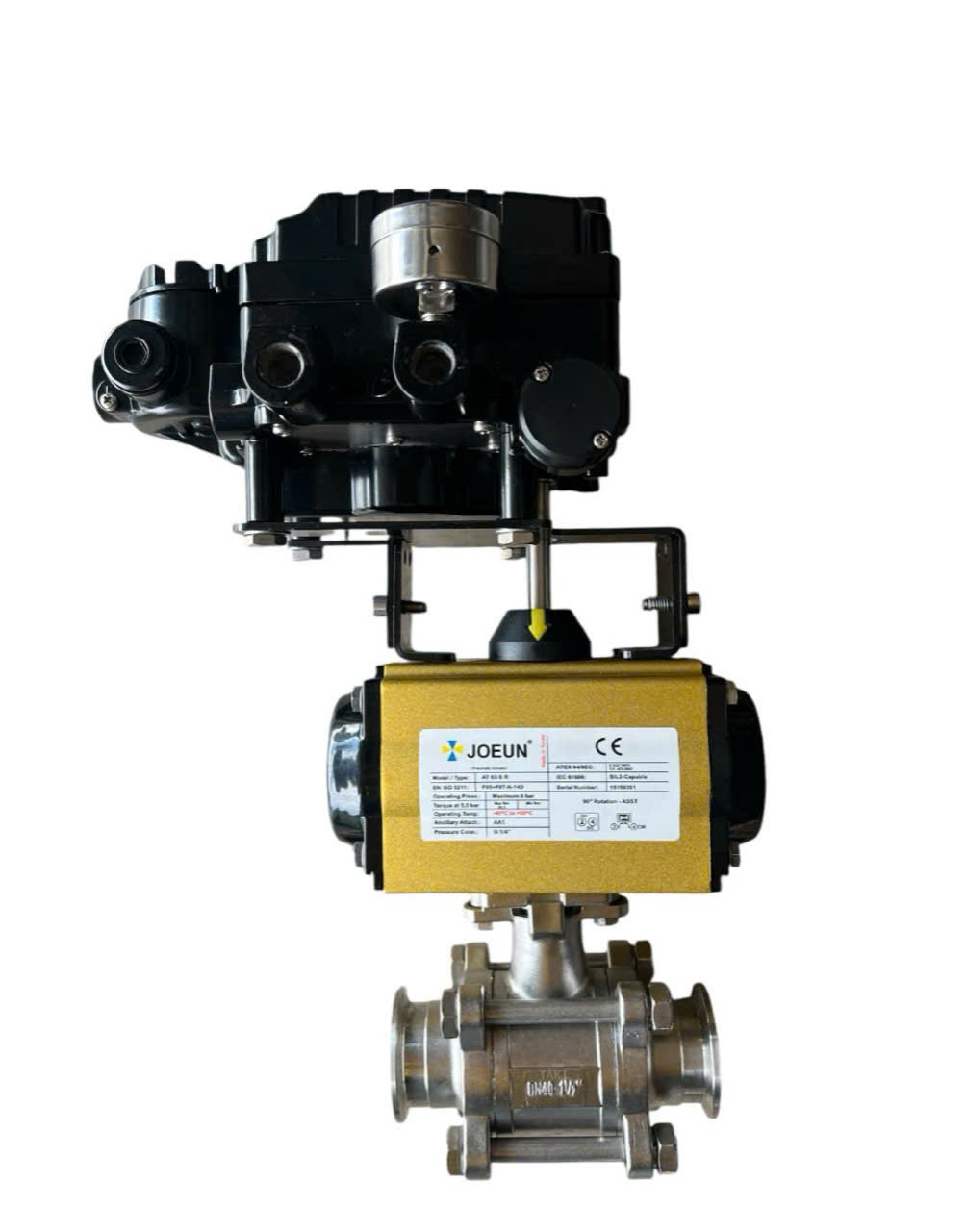 VAN BI 3 THÂN INOX 316 NỐI CLAMP ĐÓNG MỞ BẰNG KHÍ NÉN TUYẾN TÍNH 4-20mA