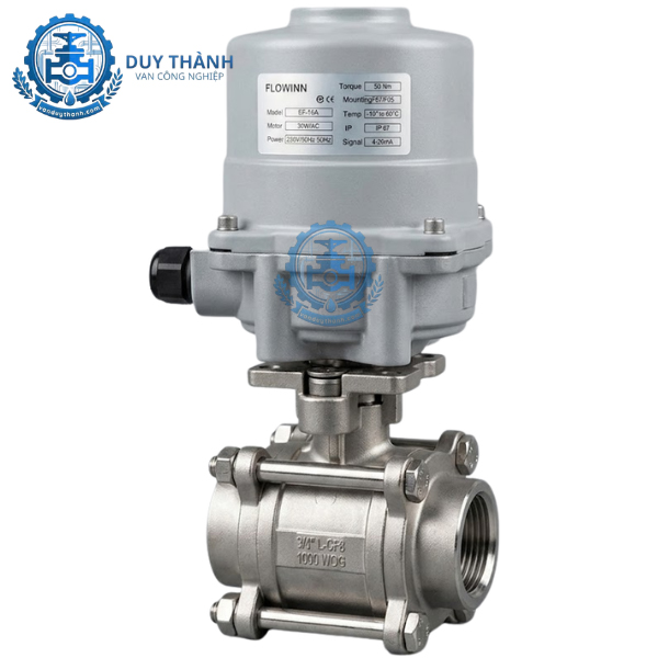 Van Bi 3 Thân Nối Hàn Inox Điều Khiển Điện