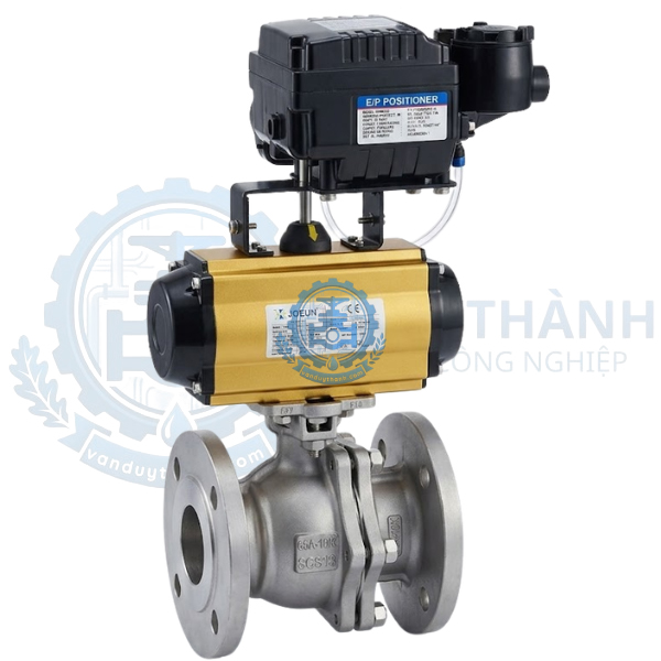Van Bi Inox Nối Bích Điều Khiển Khí Nén Tuyến Tính