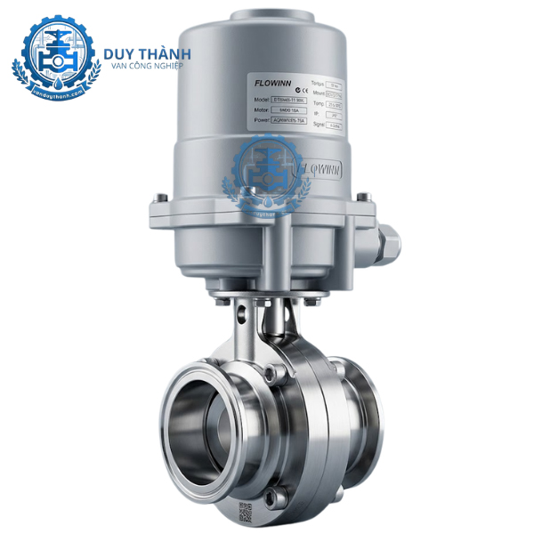 Van Bướm Inox 316 Nối Clamp Điều Khiển Điện Tuyến Tính 4-20mA