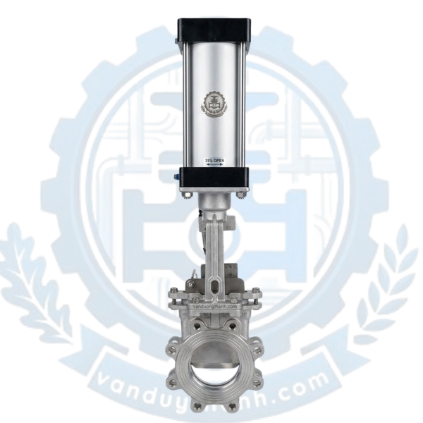 Van Dao Inox 304 Mặt Bích PN16 Điều Khiển Khí Nén
