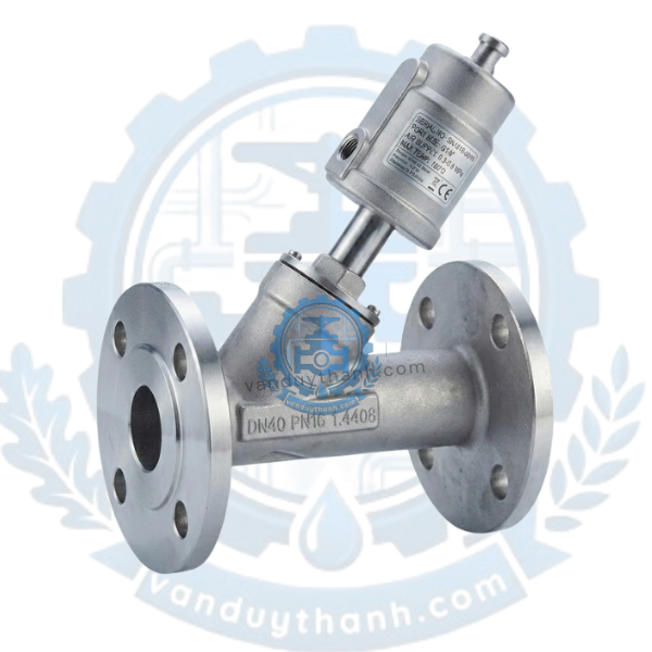 Van Y Xiên Khí Nén Mặt Bích Inox 304 Jaki DN20-65