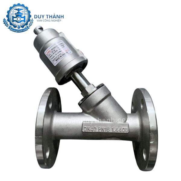 Van Y Xiên Mặt Bích Inox Khí Nén Thường Mở Jaki