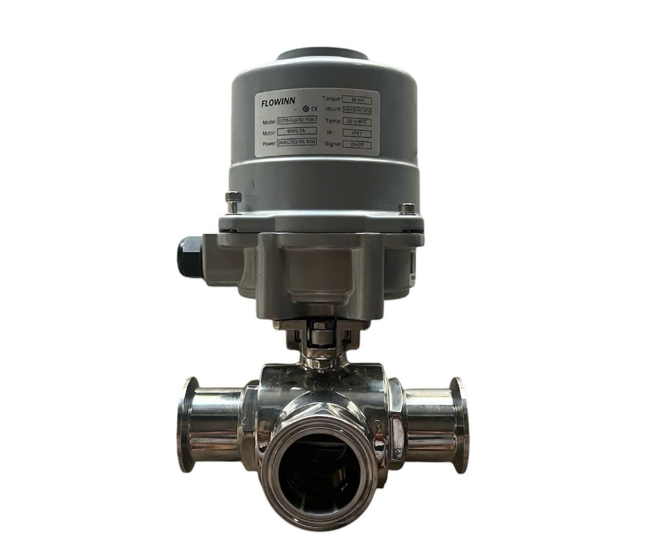 VAN BI 3 NGÃ ( CHỮ T ) INOX 316 NỐI CLAMP ĐIỀU KHIỂN ĐIỆN AC220V