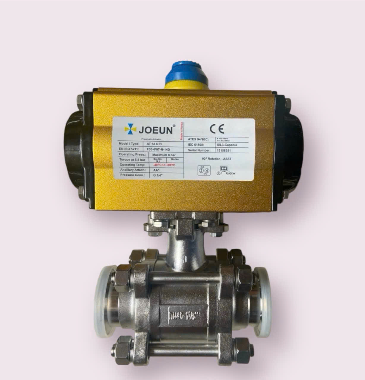 VAN BI 3 THÂN INOX 316 NỐI CLAMP ĐÓNG MỞ BẰNG KHÍ NÉN ON-OFF