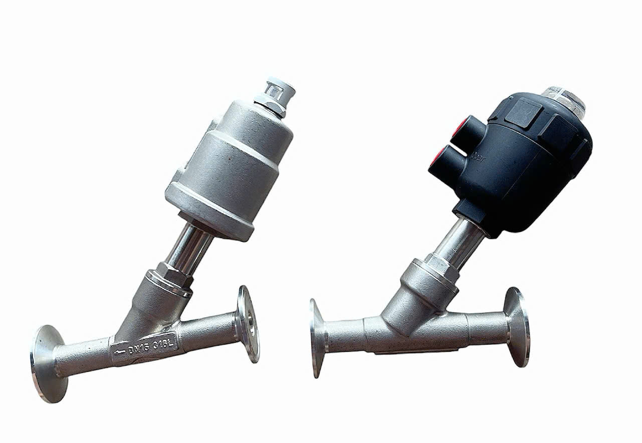 Van góc inox vi sinh nối clamp khí nén jaki