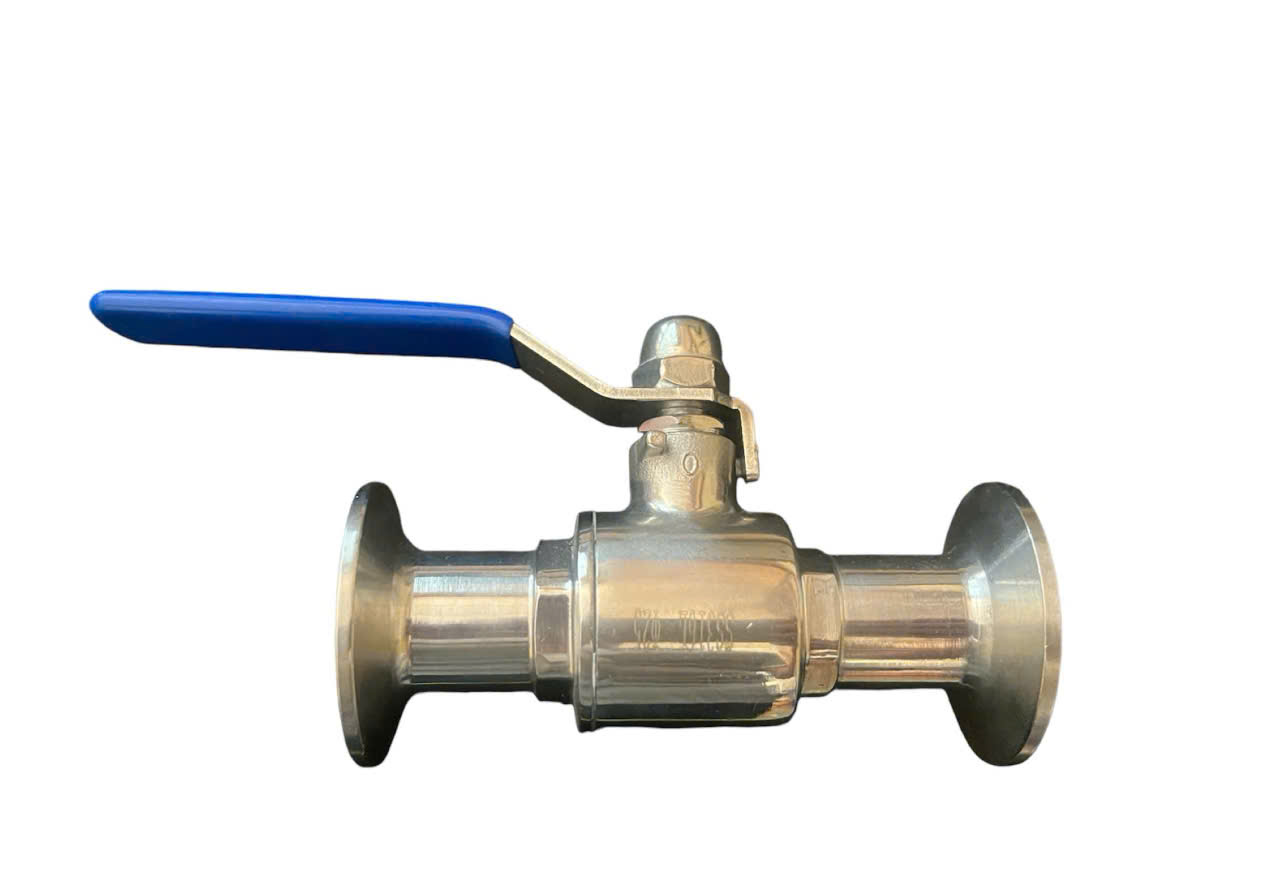 VAN BI 2 THÂN INOX 316 VI SINH NỐI CLAMP TAY GẠT JAKI